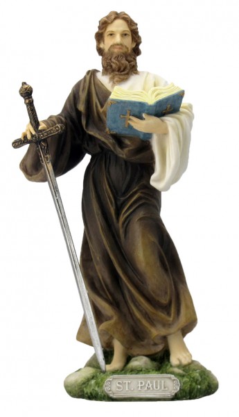 St. Paul Statue, Hand Painted - 8 inch - Full Color