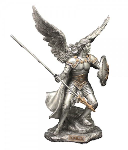 St. Raphael Statue, Silver Gold - 9 inches - Gold | Silver