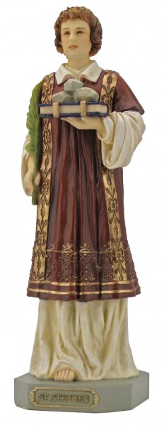 St. Stephen Statue, Hand Painted - 9 inch - Full Color