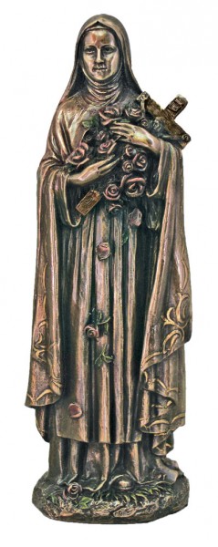 St. Therese Statue, Bronzed Resin - 8 inch - Bronze