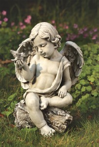 Angel Cherub with Dove Garden Statue - 12 inch [RM0306]