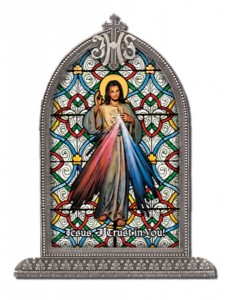 Divine Mercy Glass Art in Arched Frame [HFA8302]