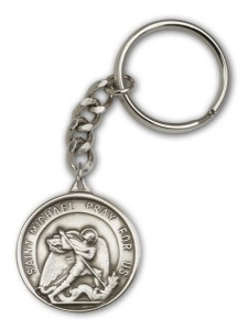 Double Sided St. Michael the Archangel and Guardian Angel Key Chain [AUBKC002]