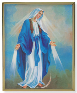 Our Lady of Grace Gold Frame Plaque - 2 Sizes [HFA4983]