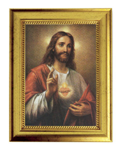 Sacred Heart of Jesus Print by La Fuente 5x7 Print in Gold-Leaf Frame [HFA5245]