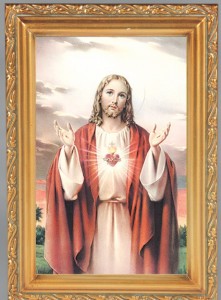 Sacred Heart of Jesus Antique Gold Framed Print [HFA0069]
