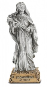 Saint Catherine of Siena Pewter Statue 4 Inch [HRST416]