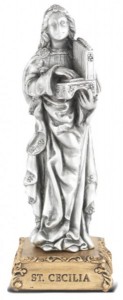 Saint Cecilia Pewter Statue 4 Inch [HRST420]