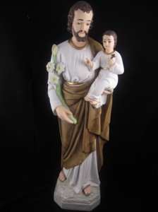Saint Joseph with Child Statue Hand Painted Marble Composite - 25.75 inch [VIC3101]