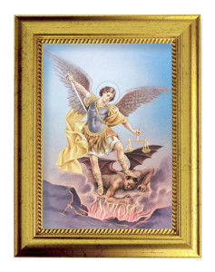 St. Michael 5x7 Print in Gold-Leaf Frame [HFA5216]
