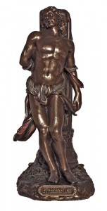St. Sebastian Statue, Bronzed Resin - 8 inches [GSS026]