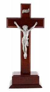 Standing Dark Cherry Crucifix with Base- 10 inch [CRX4319]