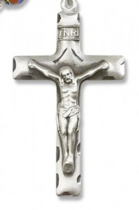 Square Edge Sterling Silver Rosary Crucifix [RECRX1063]